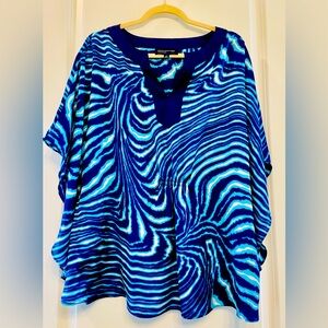 Jones New York Signature Women's Dolman Sleeves Blouse, Blue Size L  (122)